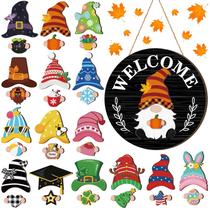 Madeira intercambiável Gnome Decor Qunclay com ímã e chapéus