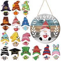 Madeira intercambiável Gnome Decor Qunclay com ímã e chapéus