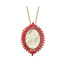 Madrepérola iansã com pedras de zircônia e naveti vermelho