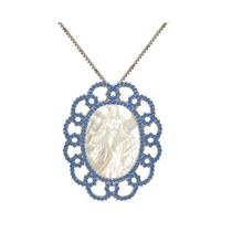 Madrepérola iemanjá com pedras de zircônia azul arabesco