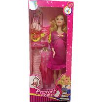 Mãe Reborn+Bebê+Carrinho boneca tipo Barbie grávida brinquedo infantil