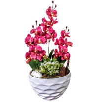 (MAGÁ) Arranjo de Orquideas Artificiais Vaso Decorativo Artificial Flores - BONITO DECORA