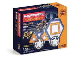 Magformers XL Cruisers Set (32 peças) Blocos de construção magnéticos, Kit de telhas magnéticas educacionais, Construção magnética STEM Toy Set inclui rodas