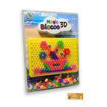 Magic Blocos 3D Toyking Quadro de Encaixe Amarelo Brinquedo Didatico e Recreativo