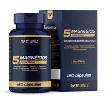 Magnésio 5 Fontes Quelato, Malato, Taurato, Citrato, Óxido, 120 Cápsulas 500mg Muwiz Magnésio 5 Fontes Quelato, Malato, Taurato, Citrato, Óxido, 120 Cápsulas 500mg Muwiz