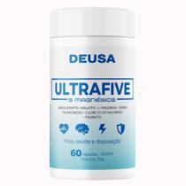 Magnésio 5 Mag Ultra Five Concentrado com Bisglicinato, malato, Ltreonina, óxido, cloreto, taurato, 60 Cápsulas