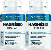 Magnesio Dimala to 240 Capsulas 600 mg 2 frascos x 120 caps - Floral Ervas Do Brasil