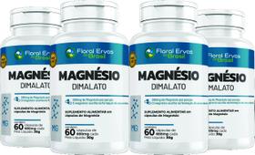 Magnesio Dimala to 600 mg 240 caps Malato 4 frascos x 60 Capsulas - Floral Ervas Do Brasil