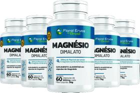 Magnesio Dimala to 600mg 300 caps Malato 5 frascos x 60 Capsulas