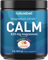 Magnésio em pó NatureBell Calm 454g de limão e framboesa sem açúcar Magnésio em pó NatureBell Calm 454g de limão e framboesa sem açúcar