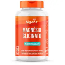 Magnésio Glicinato, Quelato, 350mg de magnésio elementar, 90 Cápsulas, Bigens