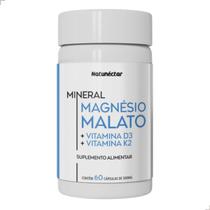 Magnésio Malato Vitaminas D3 K2 Suplemento Alimentar Natural 60 Cápsulas 100 Puro Concentrado