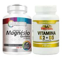 Magnésio Quelato 60 Caps 500mg + Vitamina K2 D3 60 Caps 500mg - Flora Nativa do Brasil