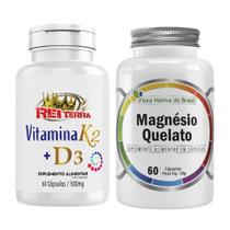 Magnésio Quelato 60 Caps 500mg + Vitamina K2 D3 60 Caps 500mg
