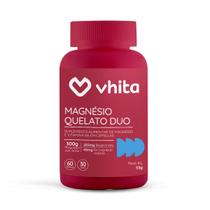 Magnésio Quelato Duo Vhita Dimalato e Bisglicinato com Vitamina B6 para melhor absorção 60 cápsulas de 300mg Vhita