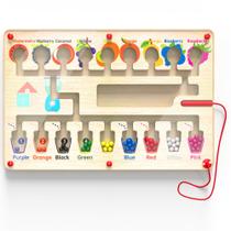 Magnetic Maze Board Keyssori para crianças de 3 a 5 anos, cores de frutas