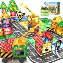 Magnetic Tiles Road Set Coodoo Kids Games com guindaste e carro Magnetic Tiles Road Set Coodoo Kids Games com guindaste e carro