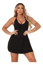 Maiô 2 em 1 Vestido com Saida de Praia Feminino Preto Liso