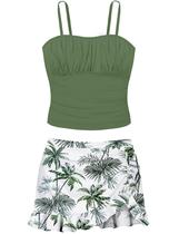 Maiô ADIRUN Roupa de banho para meninas de 11 a 12 anos Green Palm Maiô ADIRUN Roupa de banho para meninas de 11 a 12 anos Green Palm