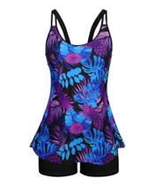 Maiô Arolina Modest Tankini Purple Pineapple para mulheres