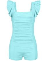 Maiô Aulyffo para meninas tamanho 10, peça única, azul claro 9-10Y Maiô Aulyffo para meninas tamanho 10, peça única, azul claro 9-10Y