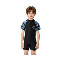 Maiô Azul Para Meninos Pequenos Com Mangas Curtas E Proteção Solar SPF50+ Para Praia E Surf, De 3 a