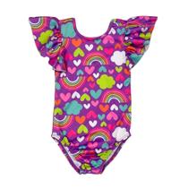Maiô Babado Mangas Proteção Solar UV Menina Infantil Praia