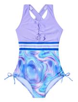 Maiô BFUSTYLE Pouring Art One Piece Girl Tamanho 10 Roxo Maiô BFUSTYLE Pouring Art One Piece Girl Tamanho 10 Roxo