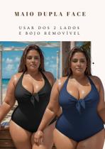 Maiô BIG Plus Size Dupla Face Com Bojo Removível Laço Busto Tamanho Grande do 46 ao 64
