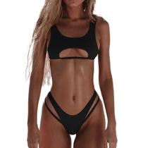 Maiô Bikini Feminino SherryDC com Bojo, Recortes e Tiras