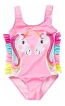 Maiô Biquíni Arco Íris Babado Rosa Infantil Verão Unicórnio Maiô Biquíni Arco Íris Babado Rosa Infantil Verão Unicórnio