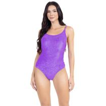 Maiô Body 2 em 1 Feminino Textura Velor Cintilante Bojo Fixo