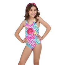 Maiô Body Alcinha Infantil Valentina Conchas Sereia Siri Kids