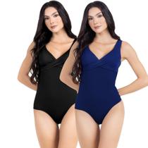 Maiô Body Efeito Chapa Barriga Kit 2 Peças Feminino Com Bojo