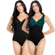 Maiô Body Efeito Chapa Barriga Kit 2 Peças Feminino Com Bojo
