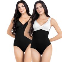 Maiô Body Efeito Chapa Barriga Kit 2 Peças Feminino Com Bojo