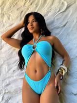 Maiô Body Feminino com Recortes e Argolas Bojo Poliamida- M 38/42 -