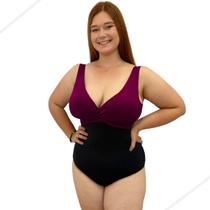Maiô, Body Feminino Plus Bicolor Chapa Barriga Com Bojo Neon