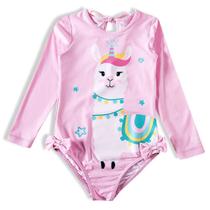Maiô Body Manga Longa Com Proteção Solar Lhama Rosa Tip Top Maiô Body Manga Longa Com Proteção Solar Lhama Rosa Tip Top
