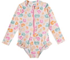 Maiô Body Manga Longa Com Proteção Solar Ziper Oncinhas Tip Top