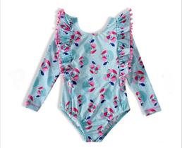 Maiô Body Manga Longa Uv50+ Roupa De Praia Infantil Tip Top