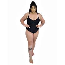 Maiô Body Plus Size com Recort e Alça Finas Reguláveis Preto Maiô Body Plus Size com Recort e Alça Finas Reguláveis Preto