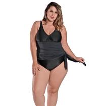 Maiô Body Plus Size com Saída de Praia Embutida Preto Maiô Body Plus Size com Saída de Praia Embutida Preto