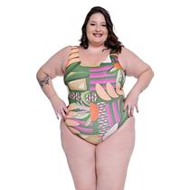Maiô Body Plus Size Feminino Estampado Com Forro Interno