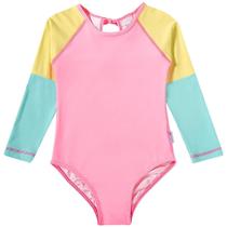 Maiô Body Praia Kids Manga Longa Tip Top Rosa UV50+ 3295121