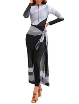 Maiô Burkini IBAKOM feminino, manga comprida, modesto, muçulmano, cinza e preto Maiô Burkini IBAKOM feminino, manga comprida, modesto, muçulmano, cinza e preto