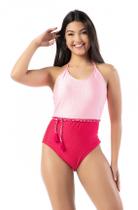 Maiô Canelado 2 Cores Infantil Meninas Com Cintinho