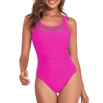 Maiô Century Star Modest High Neck Mesh Tummy Control