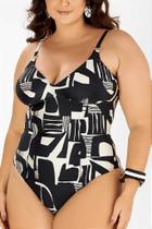 Maiô Clássico com Bojo Removível Estampado Calcário Abstrato Zero Barriga - Banho de Mar