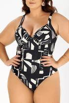 Maiô com Bojo Anatômico e Trança Estampado Zero Barriga - Banho de Mar